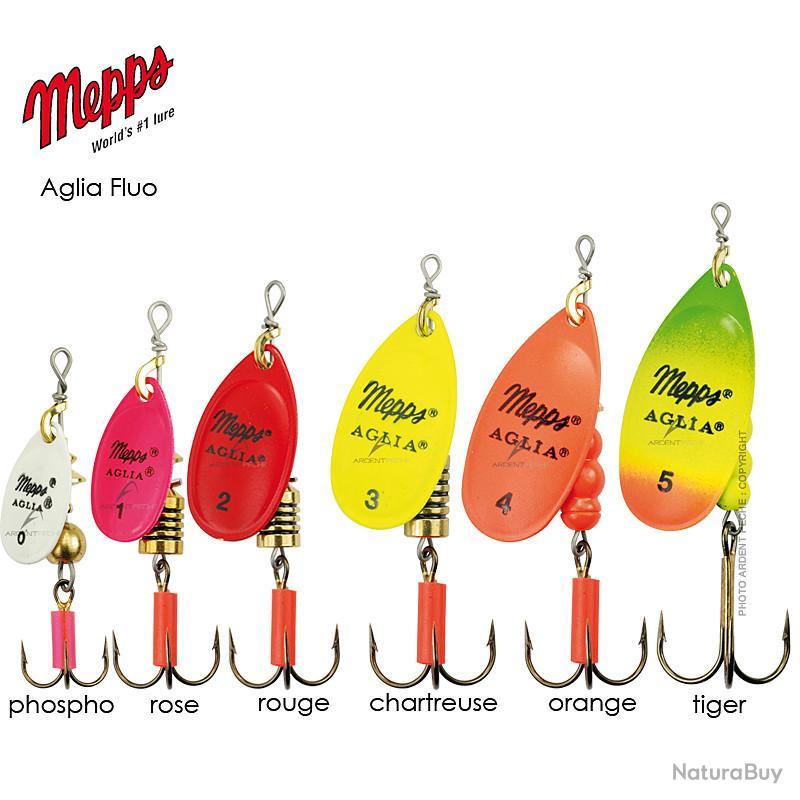 CUILLER MEPPS Aglia E-BRITE ARGENT ROUGE N2 Alciumpeche
