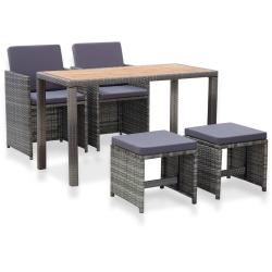Ensemble &agrave; manger d'ext&eacute;rieur 5pcs Rotin bois acacia Anthracite