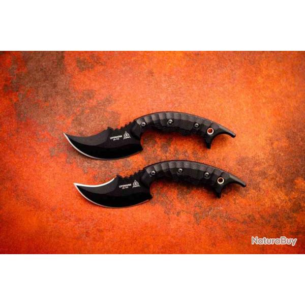 Couteau TOPS Upswarm Lame Acier 1095 Black Double Edge Manche Micarta Noir Etui kydex USA TPUPSM02