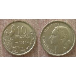 France 10 Francs 1951 Coq Guiraud Piece Frcs Frc Frs