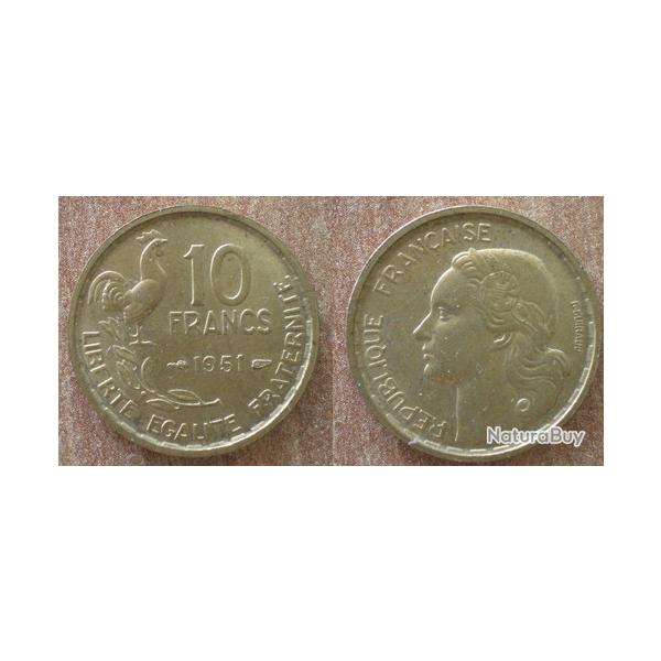 France 10 Francs 1951 Coq Guiraud Piece Frcs Frc Frs