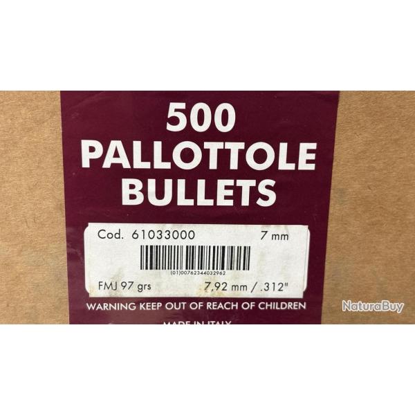 Ogives FIOCCHI calibre 32 (7.92mm) diam 312 97GR fmj x500