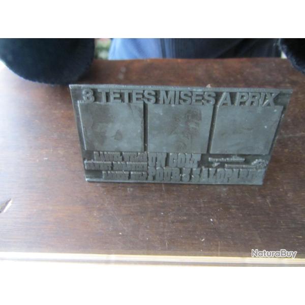 Plaque impression publicitaire film Un colt pour 3 salopards 1971