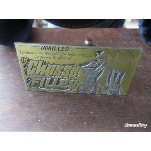 Plaque impression publicitaire film la chasse aux filles 1967