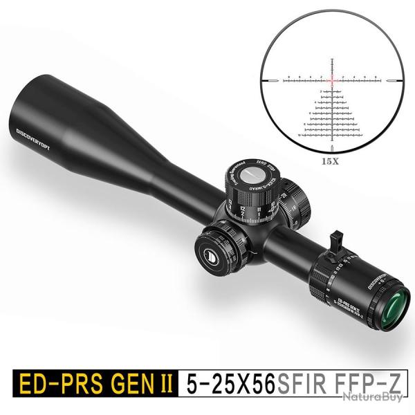 DISCOVERYOPT DISCOVERY LUNETTE ED-PRS GEN2 5-25X56SFIR FFP-MRAD 34MM COLLIERS 6061 INCLUS