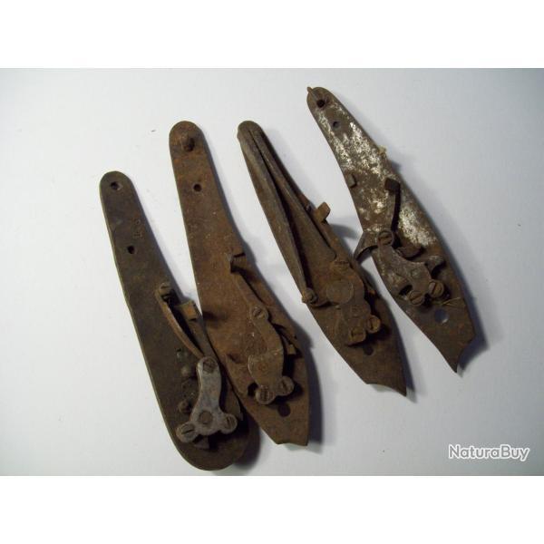 4 platines fusil chasse pour pi�ces d�tach�es ressort vis et autre