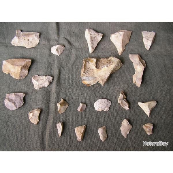 LOT DE SILEX LOT DE 21 SILEX DE TRAVAIL �POQUE PR�HISTOIRE
