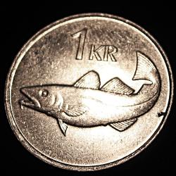 Islande, piece de 1 krona 1996 ttb (salmon)