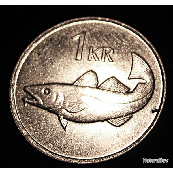 Islande, piece de 1 krona 1996 ttb (salmon)