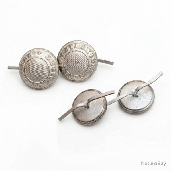 Lot de deux boutons � lamelles (16 mm ) de la L�gion Etrang�re (argent�)