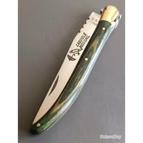 ANCIEN COUTEAU LAGUIOLE, ROSSIGNOL PARAPLUIE � L'�PREUVE, THIERS,XX�me, manche en STAMINA, guilloch�