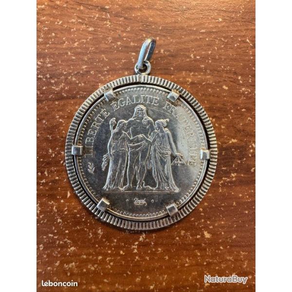 Pi�ce de 50 francs Hercule sertie