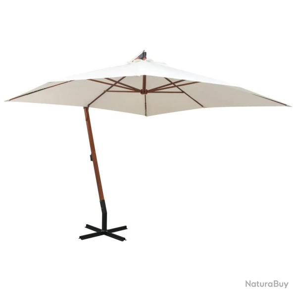 Parasol suspendu �l�gant avec poteau en bois 300 x 300 cm ombre design moderne jardin en polyester