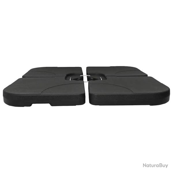 Base de parasol portable remplissable 50 x 50 x 7,5 cm 4 parties stable et l�g�re en plastique noir