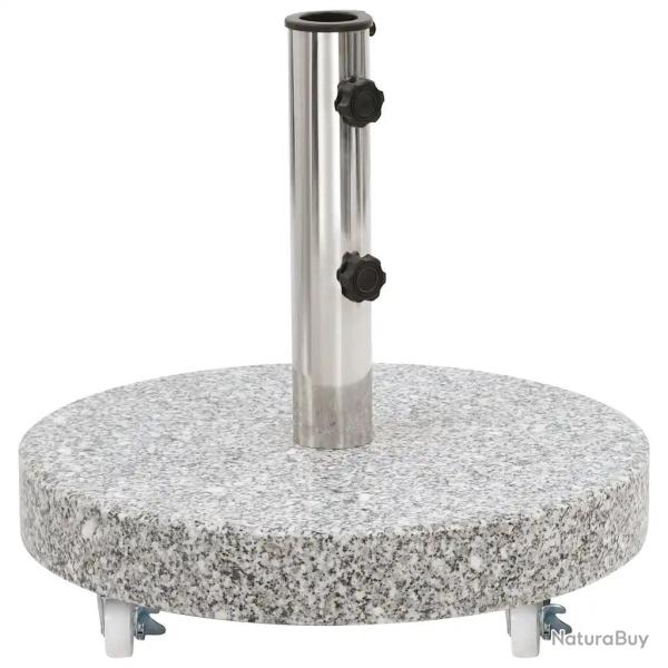 Socle de parasol rond 45 cm stable et facile � d�placer avec roulettes en granit gris 02_0045947