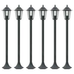 Lot de 6 lampes de jardin &agrave; piquet style d'ambiance 110 cm en aluminium vert fonc&eacute; 02_0045890
