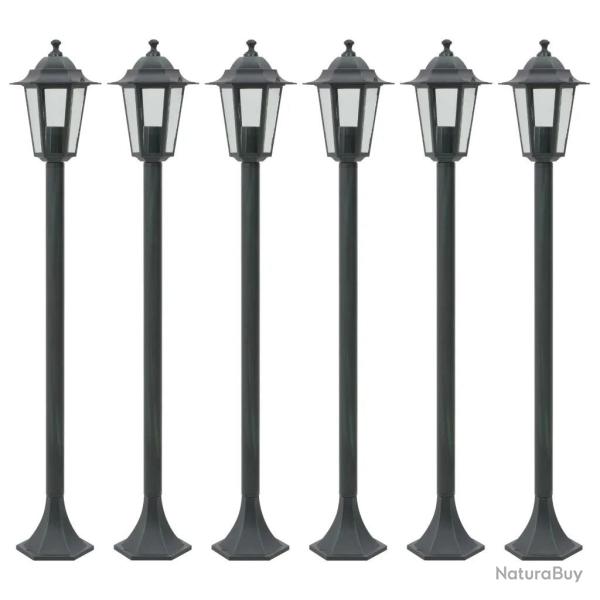 Lot de 6 lampes de jardin � piquet style d'ambiance 110 cm en aluminium vert fonc� 02_0045890