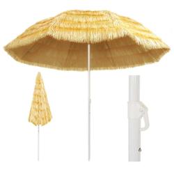 Parasol de plage inclinable 300 x 260 cm protection UV style hawa&iuml;en ambiance ext&eacute;rieure en PP natu