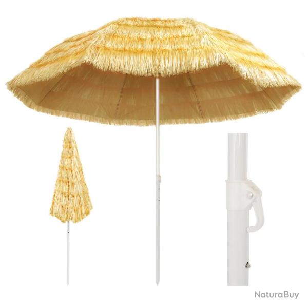 Parasol de plage inclinable 300 x 260 cm protection UV style hawa�en ambiance ext�rieure en PP natu