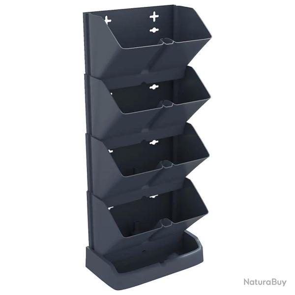 Lot de 4 jardini�res verticales modernes pour espace ext�rieur 19,5 x 11 x 47,5 cm en PP anthracite