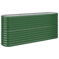 Lit sur&eacute;lev&eacute; de jardin ovale robuste 152 x 40 x 68 cm en acier galvanis&eacute; vert 02_0046566