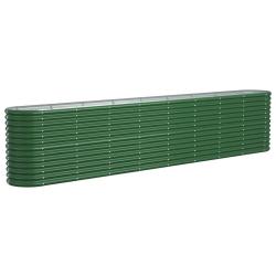 Lit sur&eacute;lev&eacute; de jardin ovale grand espace ext&eacute;rieur 332 x 40 x 68 cm en acier enduit de poudre vert