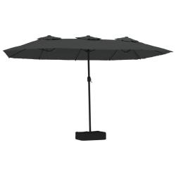 Parasol &agrave; double t&ecirc;te 449 x 265 cm facile &agrave; ouvrir protection UV design moderne en polyester anthra