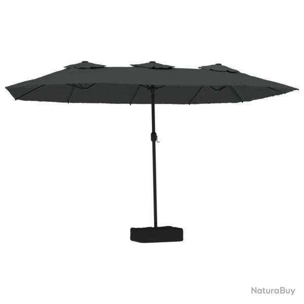 Parasol � double t�te 449 x 265 cm facile � ouvrir protection UV design moderne en polyester anthra