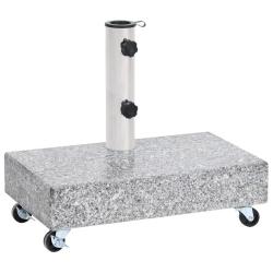 Socle de parasol stable avec roulettes pour ext&eacute;rieur 45 x 25 x 8,3 cm en granite gris clair 02_004
