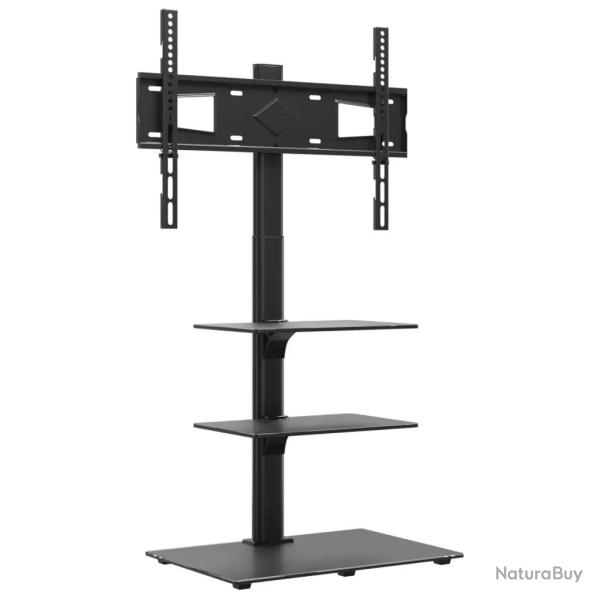 Meuble TV d'angle pivotant 66 x 38 x 128,5 cm 3 niveaux gain de place �l�gant en m�tal noir 02_0047