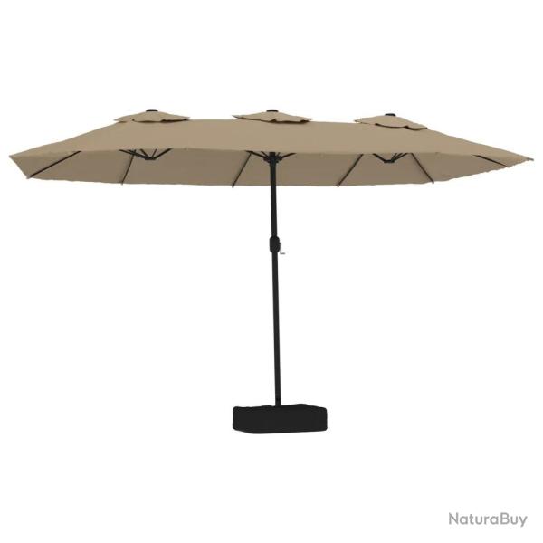 Parasol de jardin double t�te avec LED 449 x 265 cm ombre efficace ambiance romantique en polyester