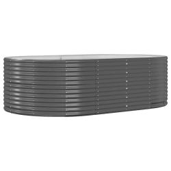 Jardini&egrave;re sur&eacute;lev&eacute;e moderne pour jardin balcon terrasse 212 x 140 x 68 cm en acier galvanis&eacute; anthr