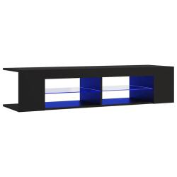 Meuble TV moderne avec &eacute;clairage LED couleur ajustable 135 x 39 x 30 cm en bois noir 02_0047789