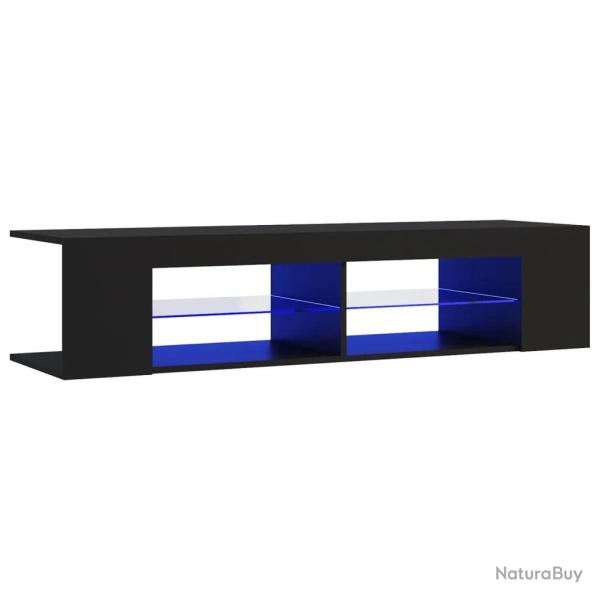 Meuble TV moderne avec �clairage LED couleur ajustable 135 x 39 x 30 cm en bois noir 02_0047789