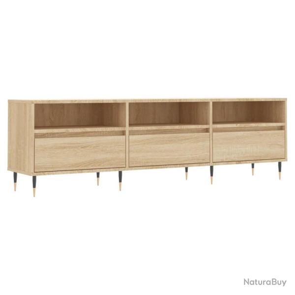 Meuble TV rectangulaire pratique rangement 150 x 30 x 44,5 cm en bois d'ing�nierie ch�ne sonoma 02_