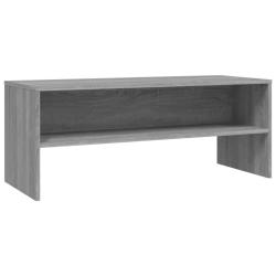 Meuble TV contemporain pratique avec rangement 100 x 40 x 40 cm en bois d'ing&eacute;nierie gris sonoma 02
