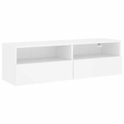 Meuble TV mural contemporain pratique 100 x 30 x 30 cm en bois d'ing&eacute;nierie blanc 02_0049375
