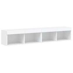 Lot de 2 meubles TV muraux avec lumi&egrave;res LED design tendance rangement 80 x 30 x 30 cm en bois blan