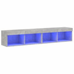 Lot de 2 meubles TV muraux avec lumi&egrave;res LED design moderne rangement 80 x 30 x 30 cm en bois d'ing