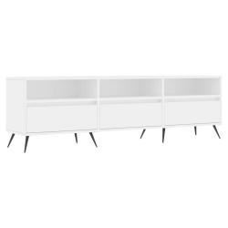 Meuble TV avec grand espace de rangement salon 150 x 30 x 44,5 cm en bois d'ing&eacute;nierie blanc 02_004