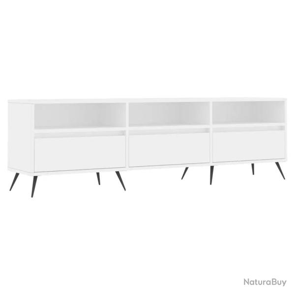 Meuble TV avec grand espace de rangement salon 150 x 30 x 44,5 cm en bois d'ing�nierie blanc 02_004