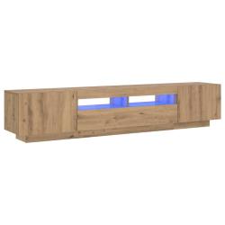 Meuble TV avec lumi&egrave;res LED design moderne rangement grand 200 x 35 x 40 cm en bois d'ing&eacute;nierie ch