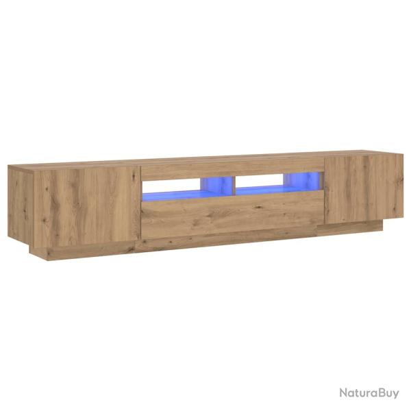 Meuble TV avec lumi�res LED design moderne rangement grand 200 x 35 x 40 cm en bois d'ing�nierie ch