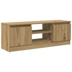 Meuble TV classique avec portes grand espace de rangement 102 x 30 x 36 cm en bois d'ing&eacute;nierie ch&ecirc;