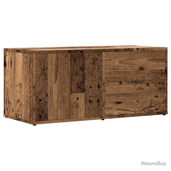 Meuble TV pratique avec grand espace de rangement 80 x 34 x 35 cm en bois d'ing�nierie vieux bois 0