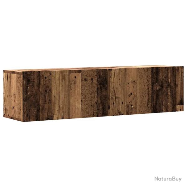Meuble TV mural pratique design moderne 120 x 30 x 30 cm en bois d'ing�nierie vieux bois 02_0050713