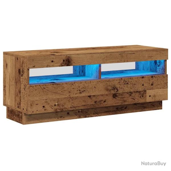 Meuble TV flottant tendance avec lumi�res LED espace de rangement 100 x 35 x 40 cm en bois d'ing�ni