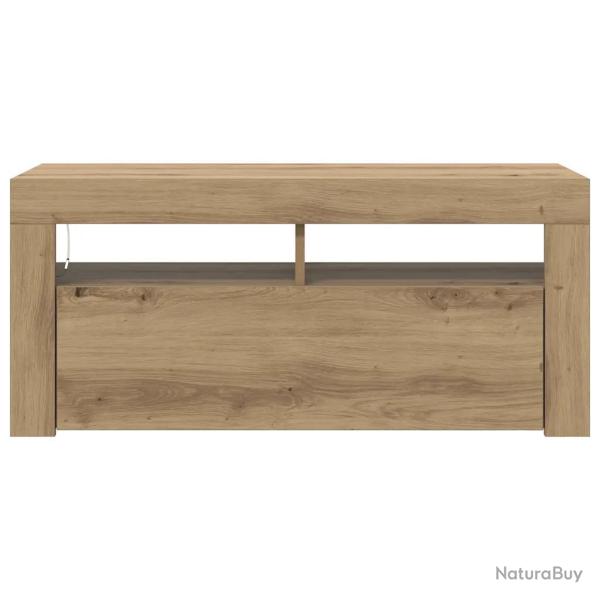 Meuble TV flottant moderne avec rangements 90 x 35 x 40 cm ambiance tendance en bois d'ing�nierie c