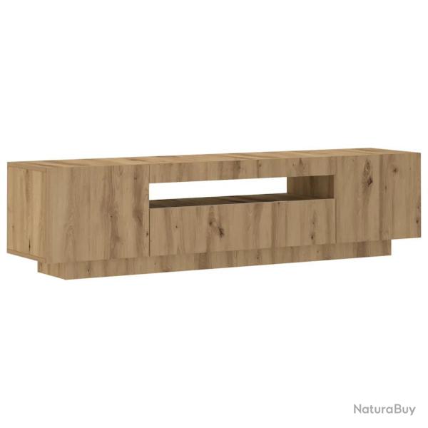 Meuble TV flottant moderne avec lumi�res LED design tendance rangement 160 x 35 x 40 cm en bois d'i