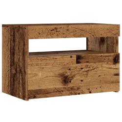 Meuble TV flottant design moderne espace de rangement 60 x 35 x 40 cm en bois d'ing&eacute;nierie vieux bo